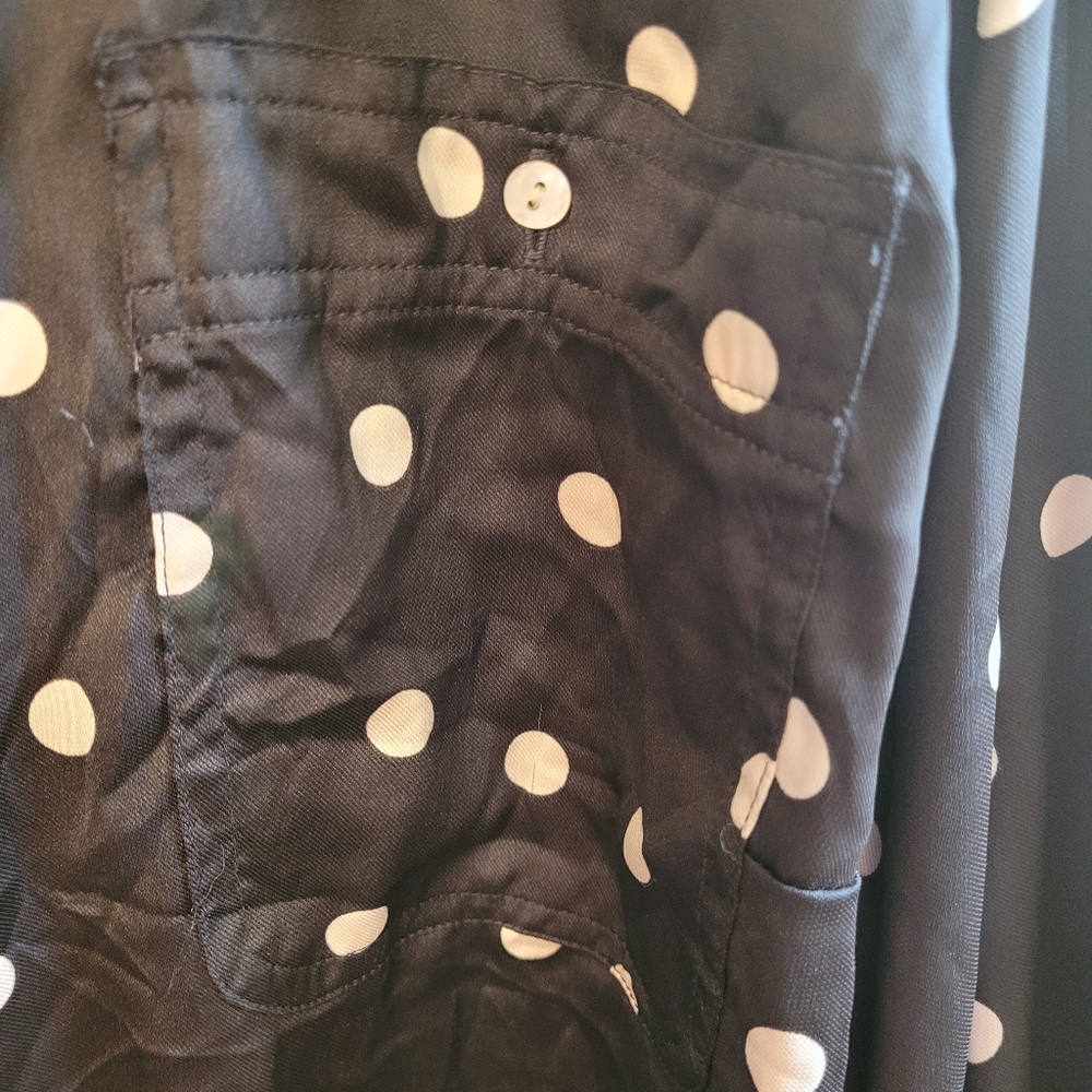 Chaps Black With White Polka Dots Button Up Longs… - image 6